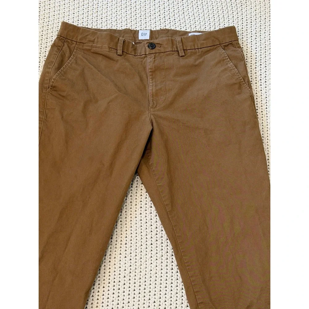 Gap Mens Khaki Slim Fit Pants Brown Tobacco Chinos 34x31* Office Preppy